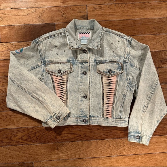 Vintage 1980s Hand Beaded and Embellished Extra Blues Jean Jacket Size M - Picture 12 of 16